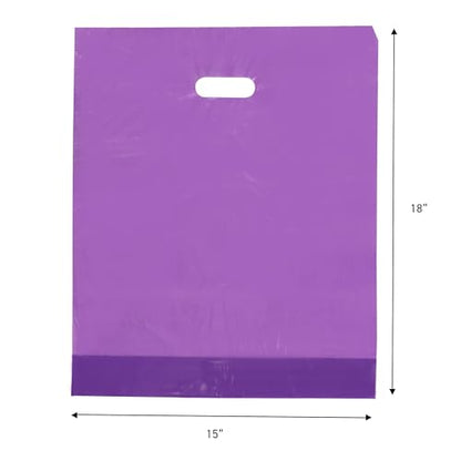 SSWBasics Plastic Merchandise Bags with Handles - Lightweight Purple Plastic Retail Bags - 15" W x 18" H - Pack of 500 - Sleek and Stylish Merchandise Bags for Boutique, Thrift, Gifts, Jewelry