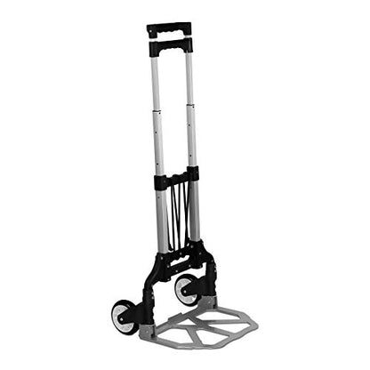 Mount-It! Folding Hand Truck and Personal Dolly, Foldable Aluminum Trolley Cart, 165 Lb Capacity Heavy Duty Dolly with Wheels of Rubber for Moving, Comfortable Telescoping Handle for Indoor Outdoor - size: 165 Lb Capacity
