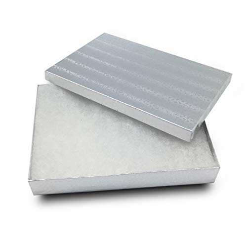 TheDisplayGuys 25 Cardboard Gift Jewelry Boxes w/Paddings #53-5.4x3.9x1 - color: Silver Foil