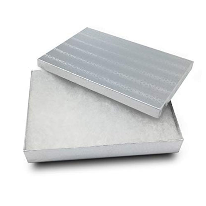 TheDisplayGuys 25 Cardboard Gift Jewelry Boxes w/Paddings #53-5.4x3.9x1 - color: Silver Foil