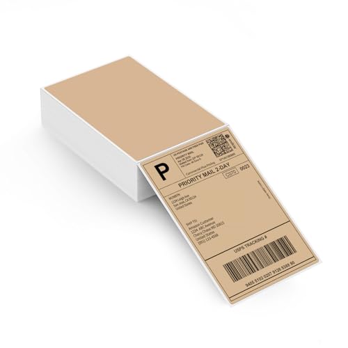 MUNBYN 4"x6" Brown Direct Thermal Printer Labels, 220 Sheets/Stack - color: Brown, size: 4x6*220