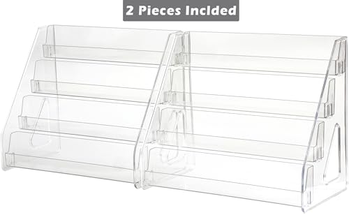 4 Tier Card Stand, 2Pack Clear Card Display for Greeting Cards, Postcards, Stickers,Sports Cards,Trading Card,Tiered display rack,Retail Photos Shelf for Vendors Craft Collection Show (2Pack-4Tier) - size: 2Pack-4Tier