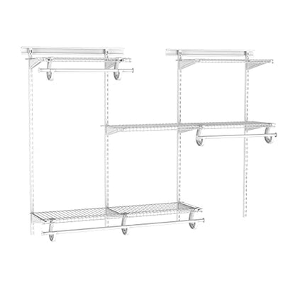 ClosetMaid ShelfTrack Wire Closet Organizer System, Adjustable from 4 to 6 Ft., With Shelves, Clothes Rods, Hardware, Durable Steel, White - color: White, size: 4 ft to 6 ft