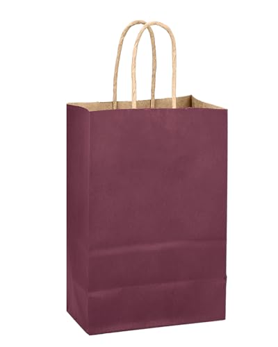 qiqee Purplish Red Gift Bag with Handles Bulk 24Pcs Paper Bags -10.6"x8.3"x4.3"Party Favor Bags - Solid Color - color: Purplish Red
