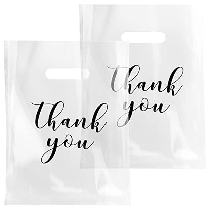 Crtiin 100 Pcs Clear Plastic Thank You Shopping Bags,12 x 15 Inch - size: 12 x 15 Inch