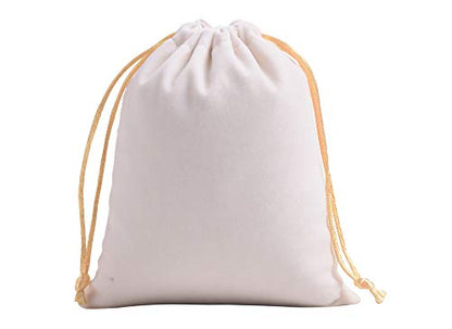 Sansam 50pcs Small Drawstring Velvet Jewelry Pouches, 4.0x4.8 Inch Cream Drawstring Velvet Gift Bags,Treat Favor Bags for Wedding, Party, Shower - color: Cream