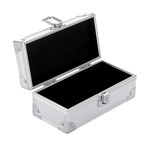 Hipiwe Lockable Cash Box Aluminium Alloy Money Box for with Key Lock - color: Silver, size: Small
