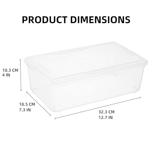 novelinks 12 Pack 6QT Plastic Storage Bins with Lids, Shoe Bins