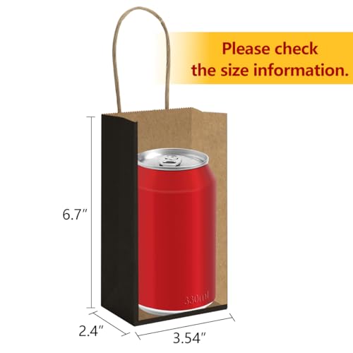BagDream Mini Gift Bags with Handles 3.5x2.4x6.7 Inch Black 100 Bulk Pack - color: Black