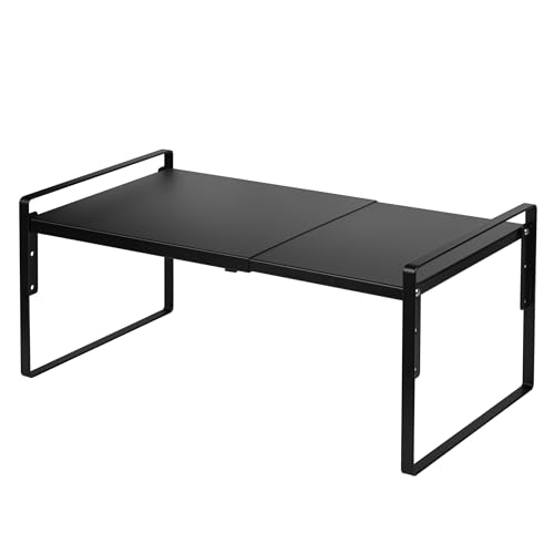 Nxconsu Cabinet Shelf Riser, Adjustable Cabinet Organizer, 12" Deep Black - color: Black, size: 12’’D * 13.8-24.8’’W * 9.7’’H