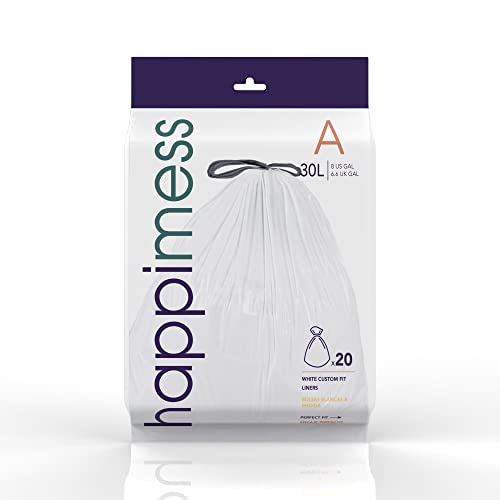 happimess 20-Count Unscented 8 Gal Drawstring Trash Bags, White, Pack of 4 - color: White, size: 80 Count (Pack of 1)