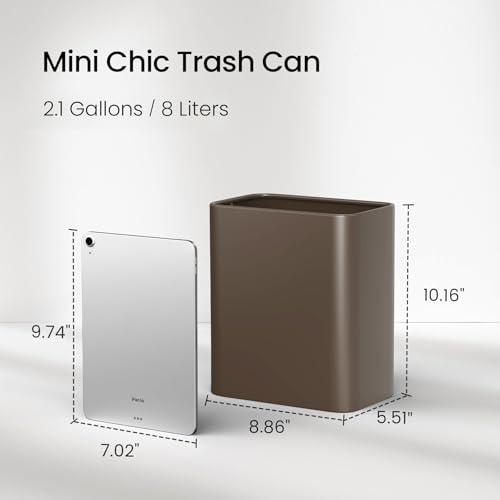 Cesun Small Bathroom Trash Can, 2.1 Gallons, Under Sink Wastebasket, Brown - color: Brown