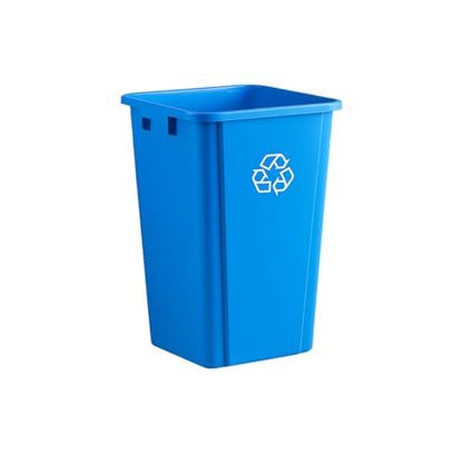 19 Gallon Blue Square Recycling Bin with Handles - Commercial Plastic Recycle Trash Can for Office, School, Kitchen & Indoor Waste Sorting - size: 19 Gallon