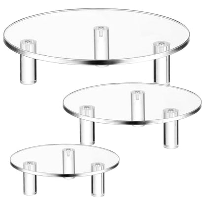 Lineshading 3 Pcs Round Acrylic Riser, Clear Round Display Stands - size: 6'',8'',10'', style: Round