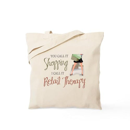 CafePress Retail Therapy Tote Bag Natural Canvas Tote Bag, Reusable Shopping Bag - size: Small
