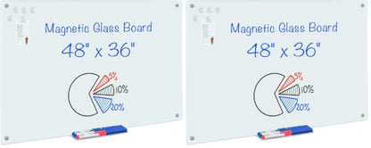 Maxtek Magnetic Glass Whiteboard 48 x 36 in, Frameless Glass Board for Wall (Pack of 2) - size: 48"W x 36"H (Pack of 2)