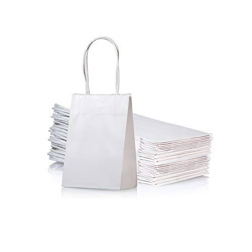 AWELL Mini White Paper Bag with Handle, 6x4.5x2.5 inch, Pack of 24 - color: 6x4.5x2.5,small size,white