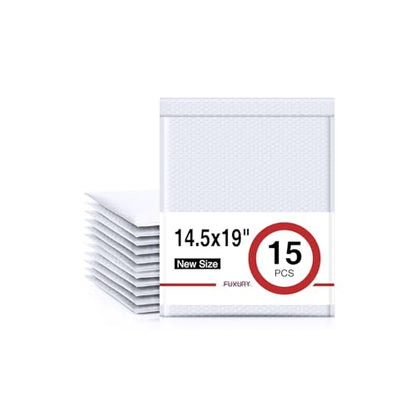 Fuxury Bubble Mailers 14.5x20" 15 Pack White Extra Large Padded Envelopes - color: White, size: 14.5x19" 15pcs