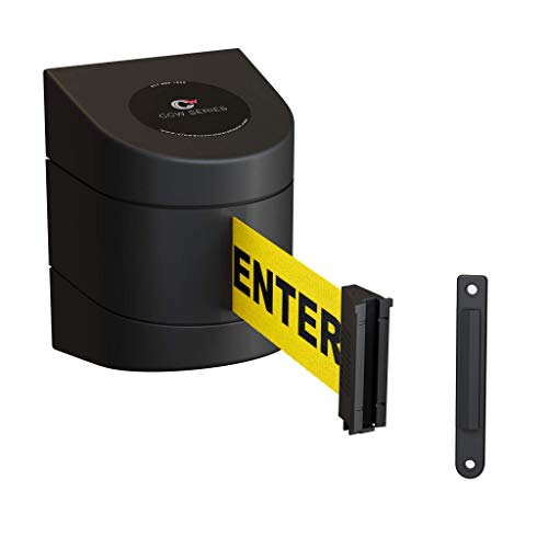 Crowd Control Warehouse WMB-230 Wall Mount Retractable Belt Barrier, 30 Ft - color: Caution Do Not Enter Belt with Black ABS Case, size: 30 foot belt