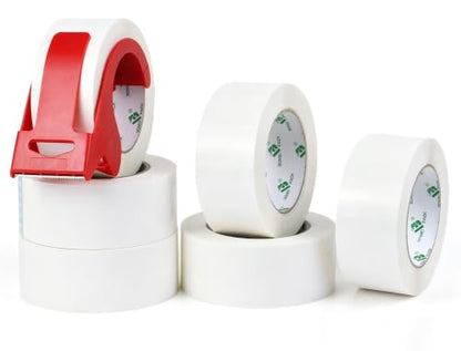 BOMEI PACK Packing Tape, 6 Rolls Heavy Duty White Packaging Tape for Shipping Packaging Moving Sealing, 1.88 inches Wide, 110 Yards Per Roll, Total 660 Yards with 1 Dispenser - color: White