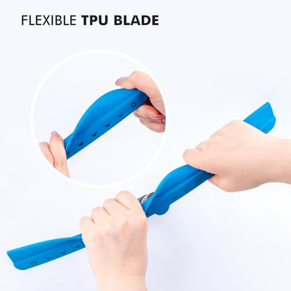 FOSHIO Window Squeegee with 18-Inch Large TPU Blade, All-Purpose Shower Squeegee for Glass Doors, Car Windows, Windshield, PPF Installation, Streak-Free Tile Wall Glass Cleaner Tool