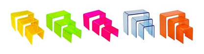 Acrylic Display Risers – 3‑Piece Small Riser Set (5×2×3, 6×2×3.5, 7×2×4) – Clear 1/8" Acrylic Stands for Jewelry, Mini Collectibles, Retail Displays, Craft Shows (Neon Yellow) - color: Neon Yellow