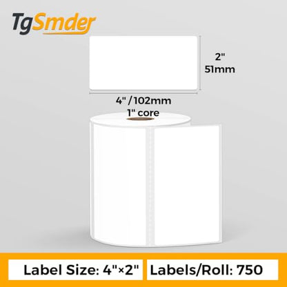 12-Roll 750 PCS 4"x2" Thermal Label for Zebra gx420d zd421, 1" Core - size: 4" x 2"-12 Rolls ( 9000 Labels )