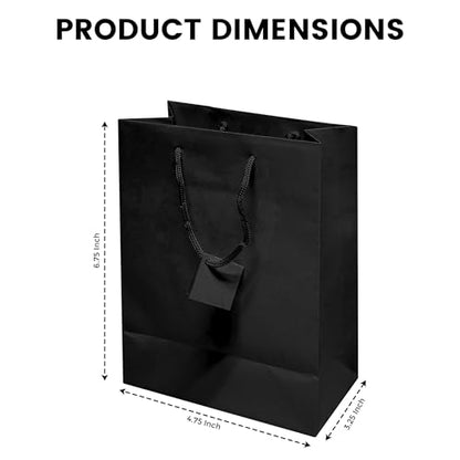 Novel Box Black Gift Bags with Handles 10 Pack 4.75x3.25x6.75 Inches - color: Black, size: Small