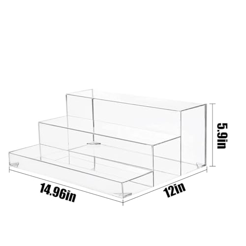 Acrylic Bar Bottle Rack Display 3 Tiers Clear Stand Riser Shelves