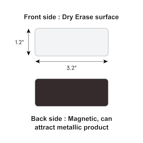 Dry Erase Magnetic Labels 3.1x1.2 Inch White, Reusable Magnetic Dry Erase Labels for Classroom Office Whiteboards，Pack of 40 - color: White, size: 3.1 x 1.2 Inch