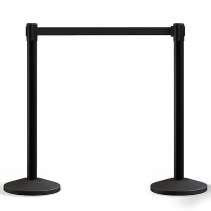 Crowd Control Warehouse Retractable Belt Stanchions, 2-Pack, 11 Ft Black - color: Black Belt with Black Post