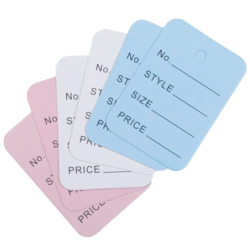 Uniclife 900 Pcs Unstrung Price Tags for Clothes Writable Colored Clothing Tag Without String Small Paper Tags for Pricing Hang Tag Labels for Retail Jewelry Merchandise, 2" x 1 2/5" - color: Rectangular-3 Colors