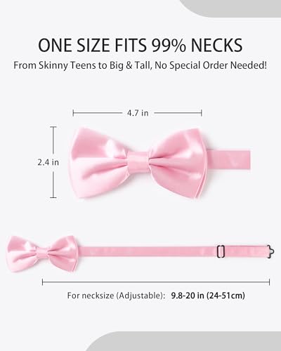 AWAYTR Bow Ties for Men - Pre-Tied Adjustable Tuxedo Style for Wedding - color: Light Pink