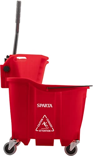 Carlisle FoodService Products Omnifit Mop Bucket with Side Press Wringer for Floor Cleaning, Kitchens, Restaurants, Office, And Janitorial Use, Polypropylene (Pp), 35 Quarts, Red
