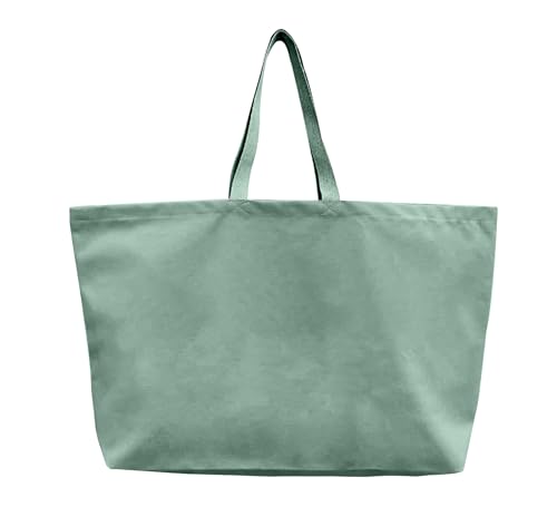 Large Canvas Tote Bag Reusable Extra Big Grocery Bags - color: Mint Green