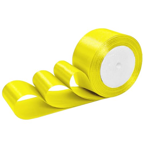 Luomorgo 2 Inch Satin Ribbon, 25 Yards, Yellow - color: Yellow, size: 2 inch x 25 yards