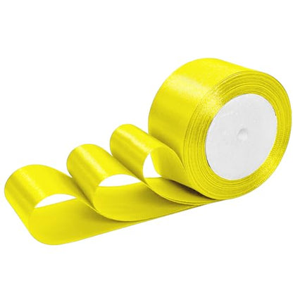 Luomorgo 2 Inch Satin Ribbon, 25 Yards, Yellow - color: Yellow, size: 2 inch x 25 yards