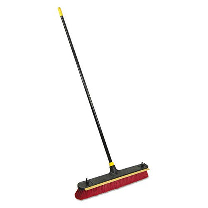 Quickie 24-Inch Knockdown 2-in-1 Multi-Surface Push Broom with Squeegee, Black/Red (6352ZQK) - color: Red - With Squeegee, style: Multi-Surface (24 inch)