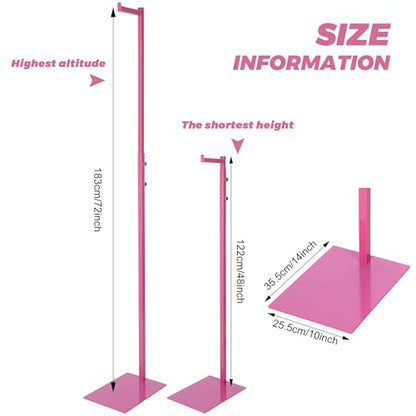 Sintuff Clothing Display Stand 48-72 Inches Adjustable Metal Rack, Pink - color: Pink