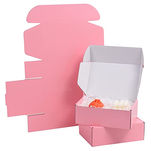 SNOGSWOG 28 Pack 10x8x3 inches Pink Shipping Boxes for Small Business, Small Corrugated Cardboard Gift Box for Mailing,Shipping,Storing,Gifts Wrapping - size: Pink 10x8x3 Inches