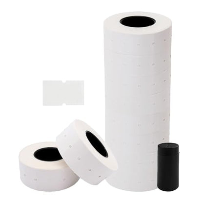 Motex 1 Line White Labels - 8,000 White Blank Price and Date Gun Labels with 1 Ink Roll, Fits MX-5500 and Perco 1 Line Price and Date Guns - color: White, size: 8 Rolls + 1 Ink
