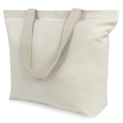 TOPDesign 2-Pack Canvas Tote Bags with Magnetic Snap, Reusable Grocery Shopping Bags, DIY Your Creative Designs - color: Beige