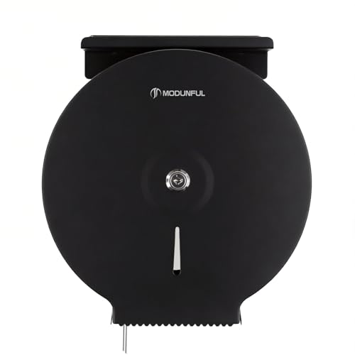 Commercial Toilet Paper Dispenser with Shelf: Wall Mount Stainless Steel - color: Matte Black