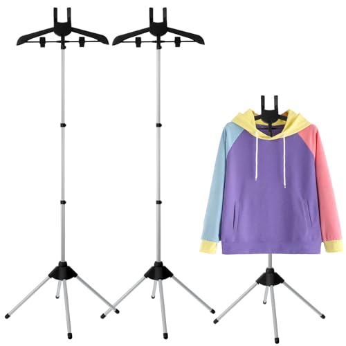 2 Pack 33-63 Inch Adjustable T Shirt Display Adult for Vendors Metal T Shirt Display Stand Height Adjustable Shirts Rack Portable Hanging Clothes Displays for T-Shirts Clothing Dress Garment Coat