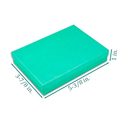 TheDisplayGuys 25 Cardboard Gift Jewelry Boxes w/Paddings #53-5.4x3.9x1 - color: Teal Green