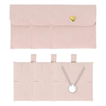 uxcell 3 Pcs Microfiber Jewelry Pouches with Insert Pad, 8 x 8cm Snap Button Jewelry Velvet Gift Bags Organizer for Rings Necklace Bracelet, Pink - color: Pink
