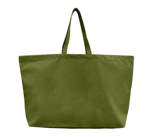 Large Canvas Tote Bag Reusable Extra Big Grocery Bags - color: Olive Green