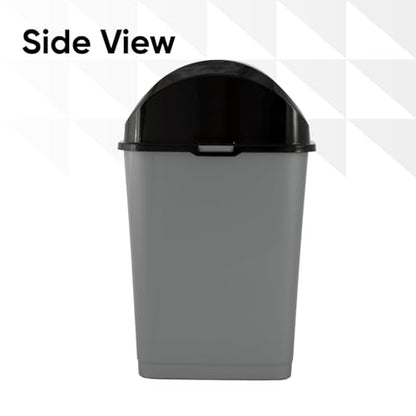 Superio Small Trash Can with Lid 4.5 Gallon Plastic Swing Top Garbage Can Slim Waste Bin for Under Sink/Cabinet, Laundry Room, Kitchen, Office, Bedroom, Bathroom, College Dorm, 18 Qt, Gray/Black - size: 4.5 Gallon