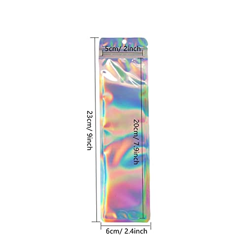 300Count Holographic Beadable Pen Packaging Bag for Small Business,Resealable 2.4x9 inchs Sample Packaging Sealable Packaging Zipper Bags for Jewelry, Cosmetic,Candys - size: 2.4x9inch-300