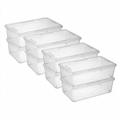 novelinks 8 Pack 6 Quart Clear Plastic Shoe Storage Bins with Lids (Clear) - size: Clear 8Pack